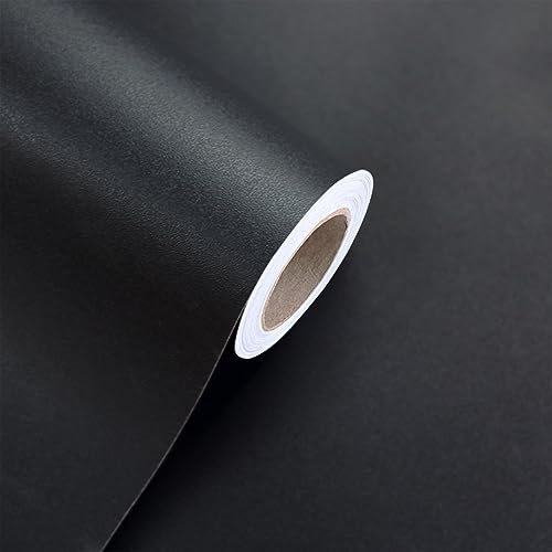 BPILOT Papel tapiz de PVC no penetrante autoadhesivo grueso para sala de estar dormitorio escaparate fondo de hotel papel tapiz pegatinas de pared negro puro