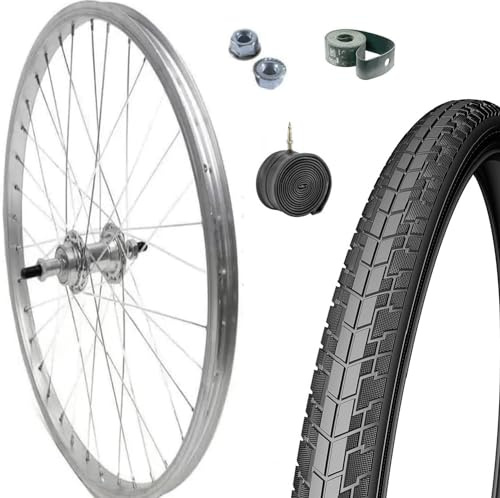 Ruota Posteriore Completa 28” x 1.75 (700x35) per Bici City Bike, Passeggio e Trekking – Cerchio in Alluminio/Acciaio con Copertone e Camera d’Aria – Dadi di Fissaggio e Flap Inclusi