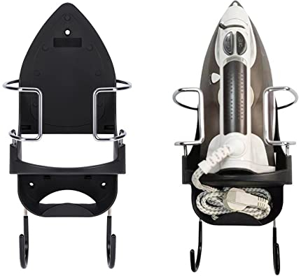 Felenny Support universel pour planche à repasser, support de planche à repasser, organisateur de rangement, panier à repasser au-dessus de la porte pour stocker le fer chaud