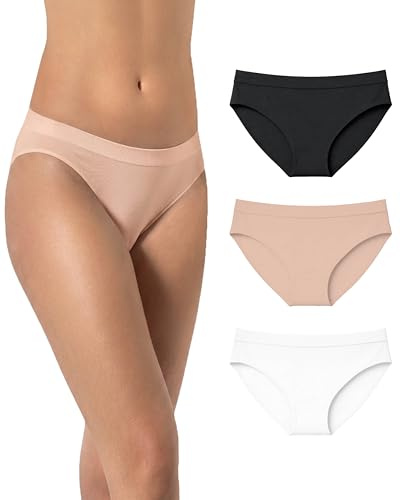 Risalti Culotte sans Couture Femme en Bambou Lot de 3 - Slip Femme Invisible Elastique en Fibre de Bambou, Seamless Underwear Respirante et Hypoallergenique - Made in Italy