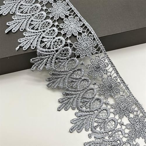 SYSUII 15 Yard Spitzenband, 8cm Breite Spitze mit Blumenmuster Spitze Band DIY Spitzenbordüre Zierband für Handwerk Dessous Hochzeitskleid Geschenkverpackung Dekorieren, Nahen Weihnachten -grau