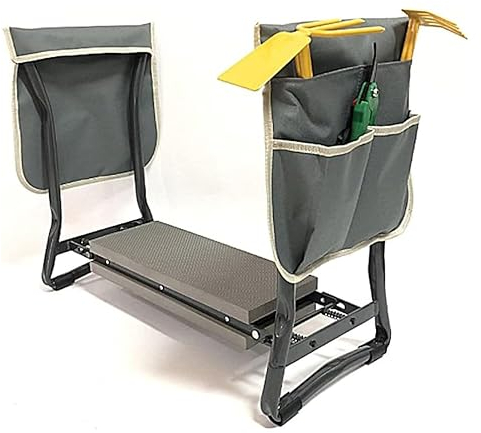 Gartengeräte Gartenwerkzeug-Set Mehrzweck-Garten-Kniebank, tragbarer Klappsitz mit Griffen, 2 große Werkzeugtaschen, Kniekissen WEWYQSJXBXF-31210