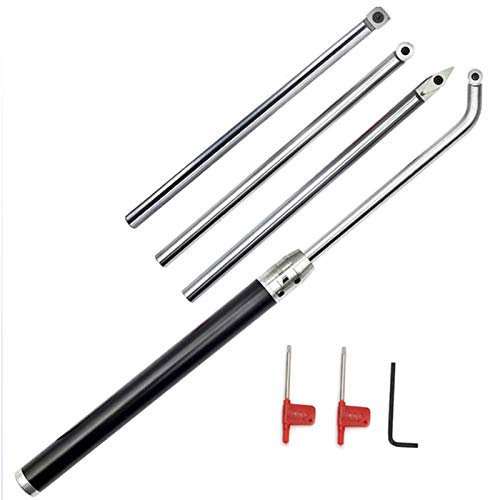BomDog Drehmeißel, Holzdrehwerkzeuge Für Drehmaschinen, 4-Teiliges Set, Hartmetall-Drehmeißel Mit Diamantform, Rund, Quadratisch,Enhals-Aushöhlungswerkzeuge