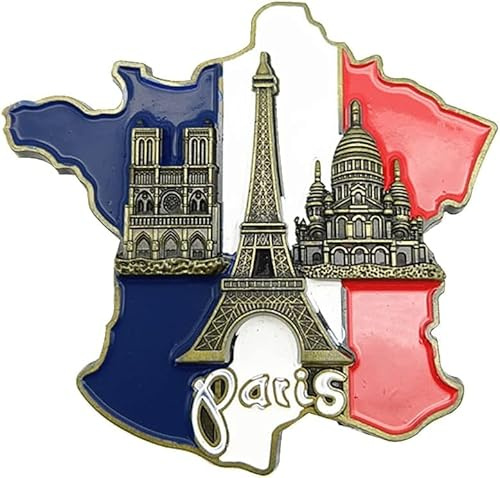 Adhesivo multicolor con imanes para nevera, mapa de Francia, imanes de resina 3D para nevera, imanes decorativos para nevera, catedral de Notre Dame de París, juego de accesorios para el hogar