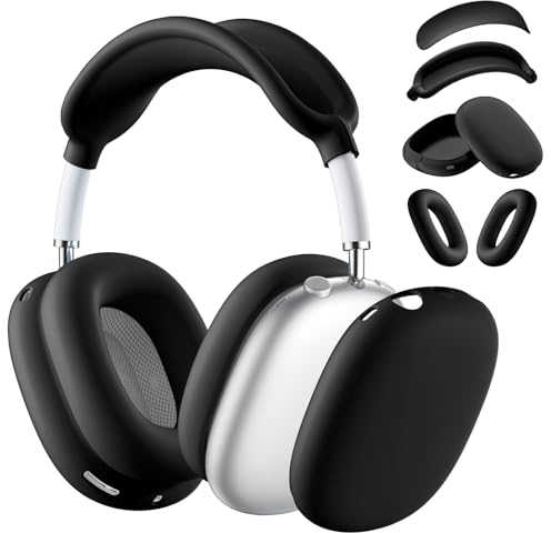 Maledan Case Compatible with AirPods Max Case Cover, Soft Silicone Ear Pad Cases+Ear Cups Covers+Headband Cover, Anti-Scratch Accessories for Apple Airpods Max Headphones,Black
