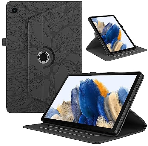 TEDTIKJT Hülle für Lenovo M10 Plus (2nd Gen) 10.3 2020 (TB-X606F/TB-X606X) Tablet Hülle Flip PU Leder 360°Drehbar Multi-Winkel Ständer Baum Schutzhülle für Tab M10 FHD Plus (2nd Gen), Schwarz