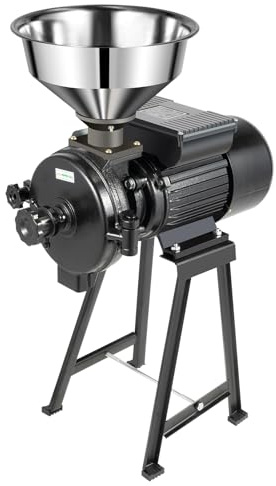 Getreidemühle Elektrisch 2200W Edelstahl Haferquetsche Getreidemaschine mit Trichter 1400r/Min Mehl Mühle Pulvermühle für Kräuter/Gewürze/Nüsse/Getreide