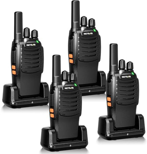 Retevis H777 Walkie Talkie, Funkgerät 4er Set, Typ-C Ladekabel, Kopplung mit einem Tastendruck, Robust Handfunkgerät Professionell, Lizenzfrei Walkie Talkie Security (4 Stück, Schwarz)