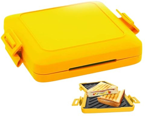 Dreuhuing Microwave Sandwich Maker, Toastie Maker with Adjustable Silicone Straps, Breakfast Sandwich Machine Wireless Maker, Rapid Heating, Non-Stick Panini Toasted Sandwich Maker