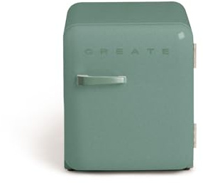 CREATE / RETRO FRIDGE 50 SAGE/Réfrigérateur vert sauge poignée vert sauge/ 85W, minibar, une étagère, design rétro, 50 cm, deux étagères, capacité de 48L, basse consommation, 50x44x49,8 cm