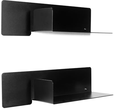 YOUS® Tale Stage Bücherregal 2er Set – modernes und Zeitloses Design aus Metall, Wandregal, langlebig und einfach zu montieren – hergestellt in Österreich (Tiefschwarz)
