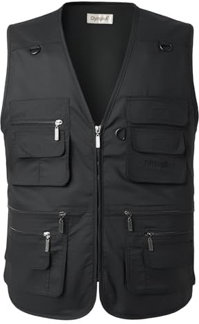 KTWOLEN Herren Outdoor Weste Leicht Atmungsaktiv Anglerweste mit Mehreren Taschen Freizeit Camping Jagd Fischen Fotografie Weste Ärmellos Angeljacke mit Reißverschluss