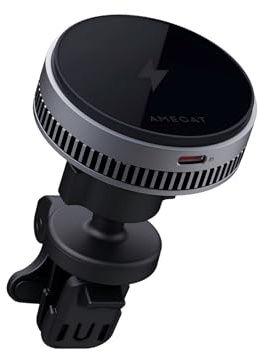 AMEGAT 15W Wireless Charger Qi2, Kabelloses Ladegerät Kompatibel mit MagSafe, Autohalterung mit Kühler, KFZ Handyhalterung mit Laden für iPhone 16/15/14/13/12 Serie
