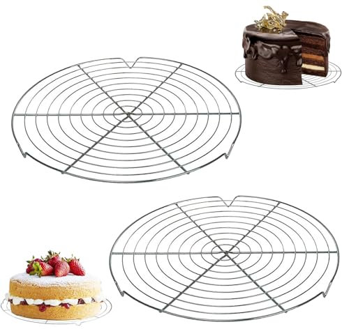 EVDZNA Griglia di raffreddamento rotonda, 2 griglie, 32 cm, rotonda, per torte, in acciaio inox, per raffreddare, cuocere a vapore