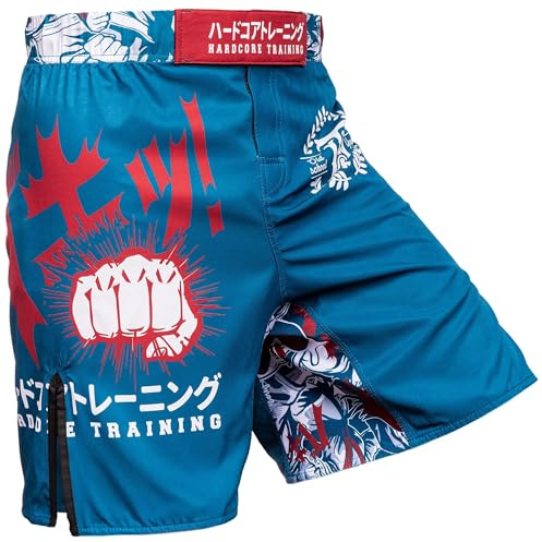 Hardcore Training Fight Shorts Men's Boxing MMA Combat BJJ Grappling Fitness Muay Thai Kickboxing No Gi Turquoise Blue