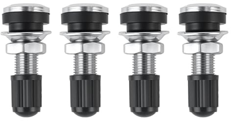 Reifenventil, 4 Stück Tubeless Ventil Reifen Ventil Autoventil Metall Ventilschaft mit Staubkappe für Auto Und Motorrad Reifen Felgenventile mit Staubkappen