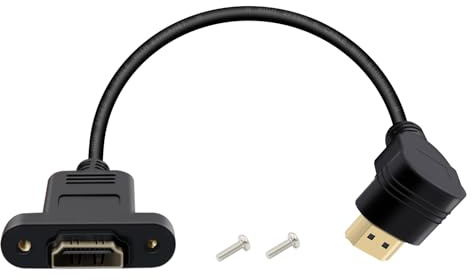 HuaLiSiJi Cable Alargador HDMI con Instalación de Panel 4K 60Hz Cable HDMI 90 Grados Macho Hembra para Reproductores BLU Ray, Tlevisores de Alta Definición, Xbox 360 (Curvado hacia Abajo, 0.5 m)