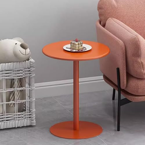 TMKDNNKG Moderner Kneipentisch, Stehtisch, runder Cocktailtisch mit stabilem Eisenrahmen und -fuß, Tresen-, Bar- und Bistrotisch, leicht zu montierende hohe Tische, orange (Größe: 40 x 62 cm)