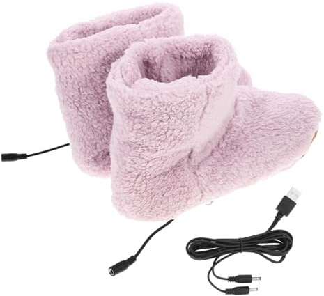 VICASKY Chaussures Chauffantes Usb Peluche Pour Femme, Chauffe-pieds Électrique, Semelle Antidérapante, Couleur Rose, Taille Unique, Confort Hiver à La Maison