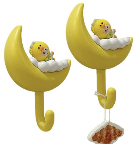Generico Servitore chiave carino per muro, supporto per tasti di | Cloud Moon Key Holder - 2x gancio adesivo montato a parete per asciugamani di cappelli gioielli senza rintracciare