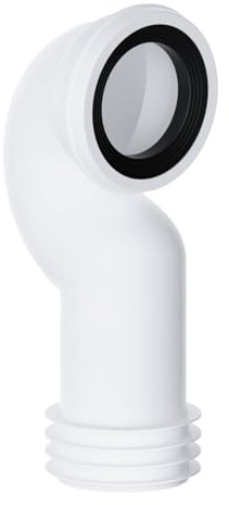 Connecteur de cuvette courbé à col de cygne pour économie d'espace - Connecteur de tuyau d'évacuation de toilettes à 90 degrés - Entrée de 90 à 107 mm - Convient à tous les robinets, convient à tous