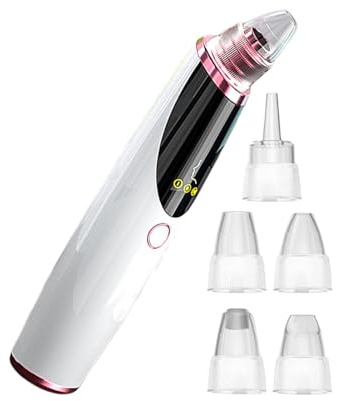 Limpiador eléctrico de poros, 5 V/1 A, ABS, herramienta de extracción de | limpieza profunda, 400 mAh, 5 cabezales de succión, limpiador de espinillas, rotación eléctrica, adecuado para todo tipo de