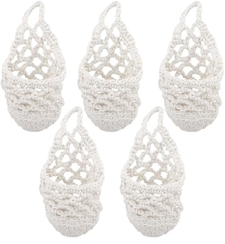 CHUENKUK 5 Stück Makramee Blumenampel, 20 x 10cm Beige Boho Deko Hängekörbe, Baumwollseil Pflanzenhalter Hängend für Innen, Balkon, Fenster, Balkone Wanddekoration