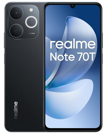 realme Note 70T Smartphone 4GB+256GB Nero, Schermo 6.75 pollici, Refresco a 90Hz, Batteria 6000mAh, Ricarica Rapida 15W, Fotocamera de 18MP, Chipset Octa-core, IP54
