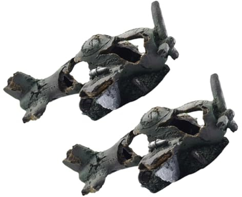 VERDANVERSE 2 Stück Aquarium Flugzeug Wrack Deko aus Resin Einzigartiges Fischversteck Kompakt für Unterwasser Landschaft Beschädigte Flugzeugskulptur für Fisch und Garnelenaquarien