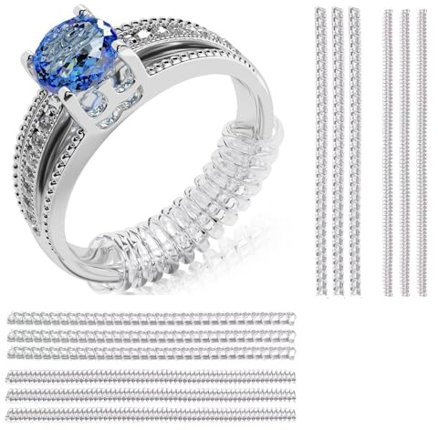 Funalix Lot de 12 réducteurs de bagues invisibles - 4 tailles (3 pièces chacune) - Ajusteur de taille de bague pour bagues lâches - Insert transparent à réduire pour hommes et femmes