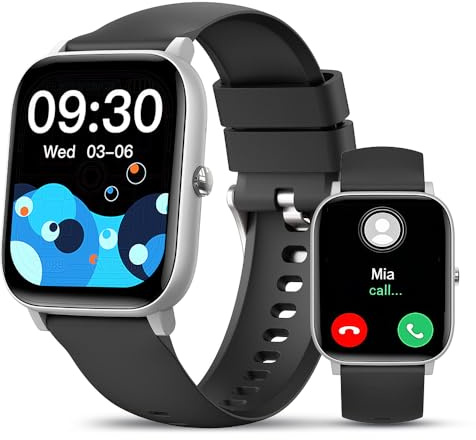 Reloj Inteligente Hombre Mujer, 1.85 HD Smartwatch con Llamadas Bluetooth, Pulsómetro/Oxímetro/Sueño/Presión Arterial/Podómetro, iP68 Impermeable Pulsera Actividad Compatible con Android e iOS