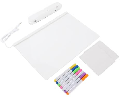 KKPLZZ Scheda di Cancellazione a Secco Acrilico con Tavola di Messaggi di Ledi della Lettera di Memoria del Desktop Chiaro e Chiaro con 7 Marcatori per Note Memo Inspirational Segni