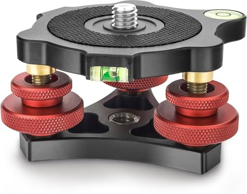 Camera Tripod Leveling Base, 3/8” Thread -5° Precise Angle Adjustment Geared Tripod Head Telescope Base for Cameras Video Heads and Astronomical Telescop