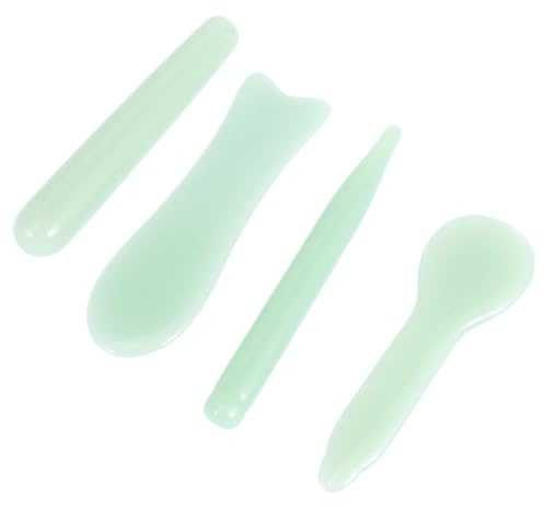 VICASKY 4 Stück Teiliges Jade scraping Glatter Oberfläche Sanfter Massageroller für Gesicht Rücken Augen und Körper Leichtes Handfreundliches Gua Sha Massagegerät für Entspannende