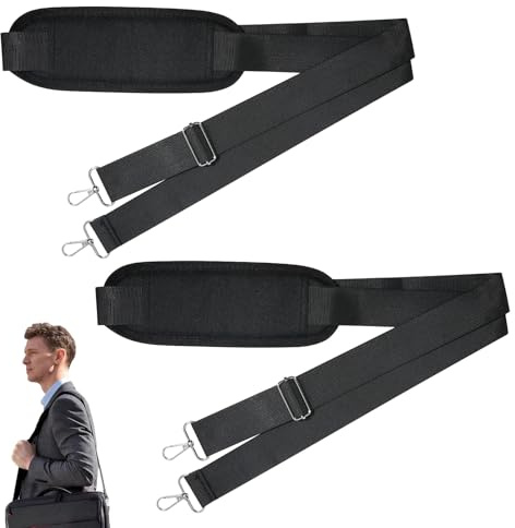 2 Stück Universeller Taschengurt Zum Wechseln, 38 mm Breiter Schultergurt Verstellbar 90-160 cm, Schwarz Tragegurt Mit Schulterpolster & Drehbaren Karabinern, Für Laptoptasche, Kameratasche