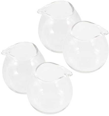 POPETPOP 4pièces Petit Pot à Verre Tasse à Expresso Verre Pichets de Service pour Sauces Café et Thé avec Bec Verseur Facile à Nettoyer