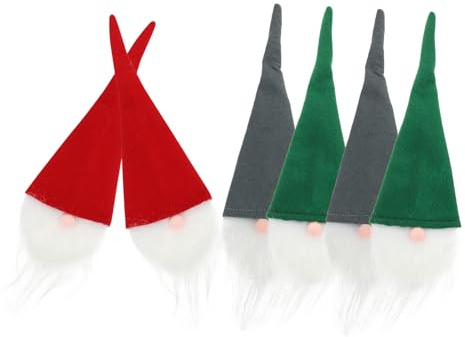 COLLBATH Lot de 6 Housses de Bouteille de Vin de Noël en Tissu Rouge Vert et Gris Porte-Couverts Décoratif pour Fête Pochette Adaptée pour Fourchettes et Couteaux Décoration de Table