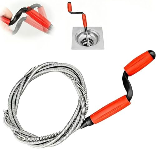 Espiral universal para limpieza de tuberías, 2,4 m x 6 mm, desatascador de desagües, espiralas para desagües y desagües de bañera