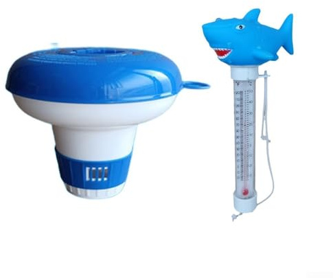 For Shark Pool Thermometer and Dosing Buoy Set Designed with Adjustable Release for Pool Maintenance and Temperature Control