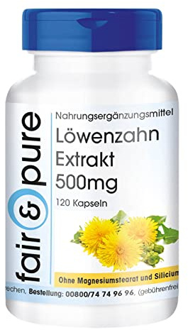 Fair & Pure® - Extrait de pissenlit 500 mg de racine de pissenlit - végan - 10 fois concentré - 120 gélules