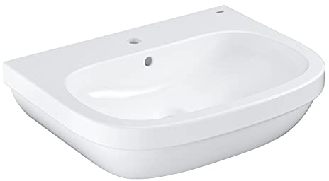GROHE Euro Keramik, Waschtisch (Waschbecken, Waschplatz), 65 cm breit – Wandhängend, Weiß, mit Überlauf und Hahnloch, 39323000