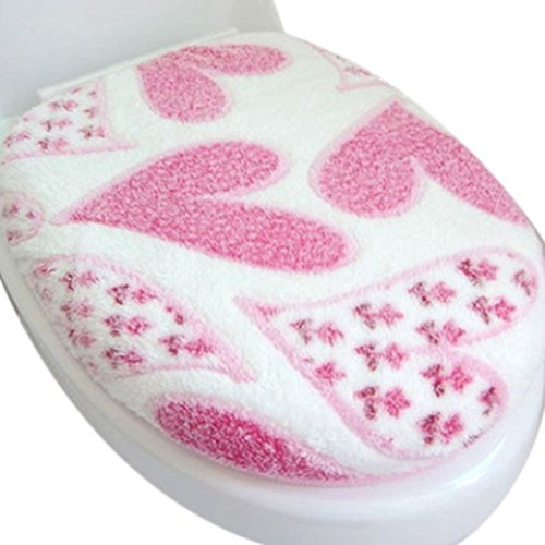 homeyuser - Set di copritavoletta per WC, 2 pezzi, lavabile, con copertura per il coperchio e per la tavoletta del WC (rosa)