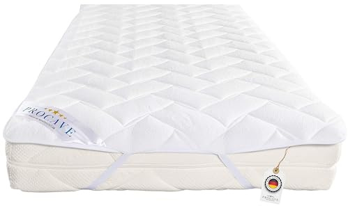 PROCAVE Matratzenauflage AloeVera versteppt, Matratzenschoner mit 4-Eckgummis, Matratzen-Spannauflage 100% aus Deutschland, Matratzenschutz in 90x220 cm