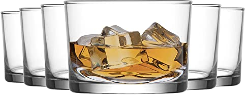 LAV 12x Clear 240ml Bodega Whisky Glasses - Glass Water Wine Whiskey Gin Juice Cocktail Drinking Glassware Cup Set