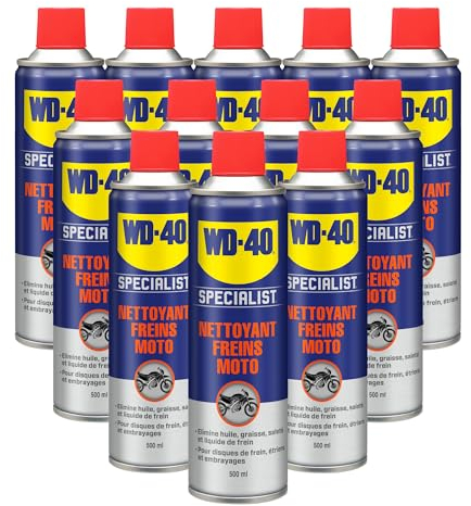 WD-40 Specialist, Nettoyant Freins Moto, Carton de 12 Aérosols de 500 ml
