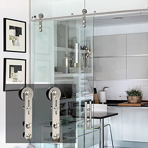 Kit Porta Scorrevole da 12FT / 360cm cm con Binario Scorrevole, Acciaio inossidabile Armadi Scorrevoli Kit, per Porta Scorrevole a Vetro Singolo