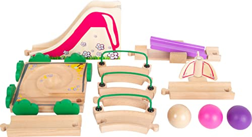 Small Foot 11379 Pista biglie Junior Parcogiochi in Legno, con Elementi Flessibili, incl. biglie, per Bimbi dai 18 Mesi