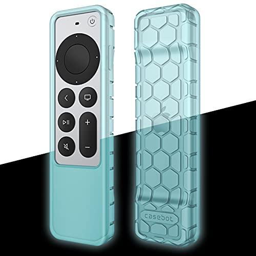 FINTIE Protective Case for Apple TV Siri Remote 2021 - Honey Comb Lightweight Anti Slip Shockproof Silicone Cover for Apple TV 4K / HD Siri Remote Controller (2nd Generation), Blue-Glow in The Dark | Apple TV Siri Remote Control 2021 2022, Shockproof Cover, Protective, Honey Comb, Lightweight, Anti Slip, Blue-Glow