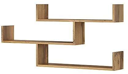 Selsey Kassi - Wandregal, Hängeregal, Bücherregal mit 3 Regalböden, (Wotan Eiche) 5903025542089 119 x 55 x 18