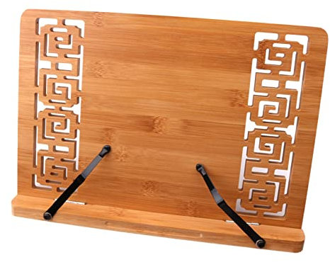 Notenständer LIU- Bambus Bücherständer 13,4x9, 5 Zoll Faltbare Kochbuchhalter Tischplatte Höhenverstellbar Für Rezept Lehrbuch Zeitschrift Musicbooks Tablet